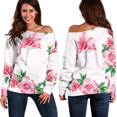 Flamingo Rose Pattern Off Shoulder Sweatshirt
