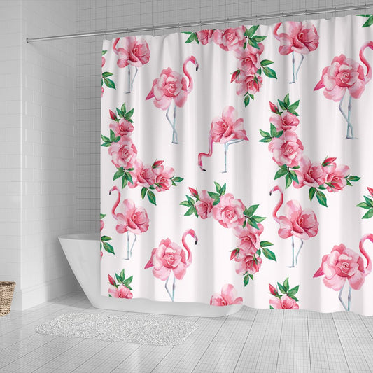 Flamingo Rose Pattern Shower Curtain