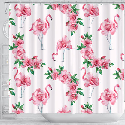 Flamingo Rose Pattern Shower Curtain