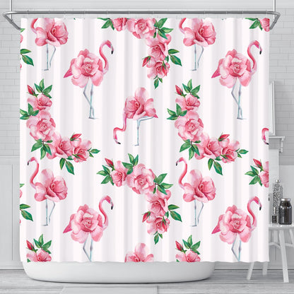 Flamingo Rose Pattern Shower Curtain