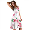 Flamingo Rose Pattern Sleeveless Mini Dress