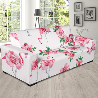 Flamingo Rose Pattern Sofa Slipcover-JORJUNE.COM
