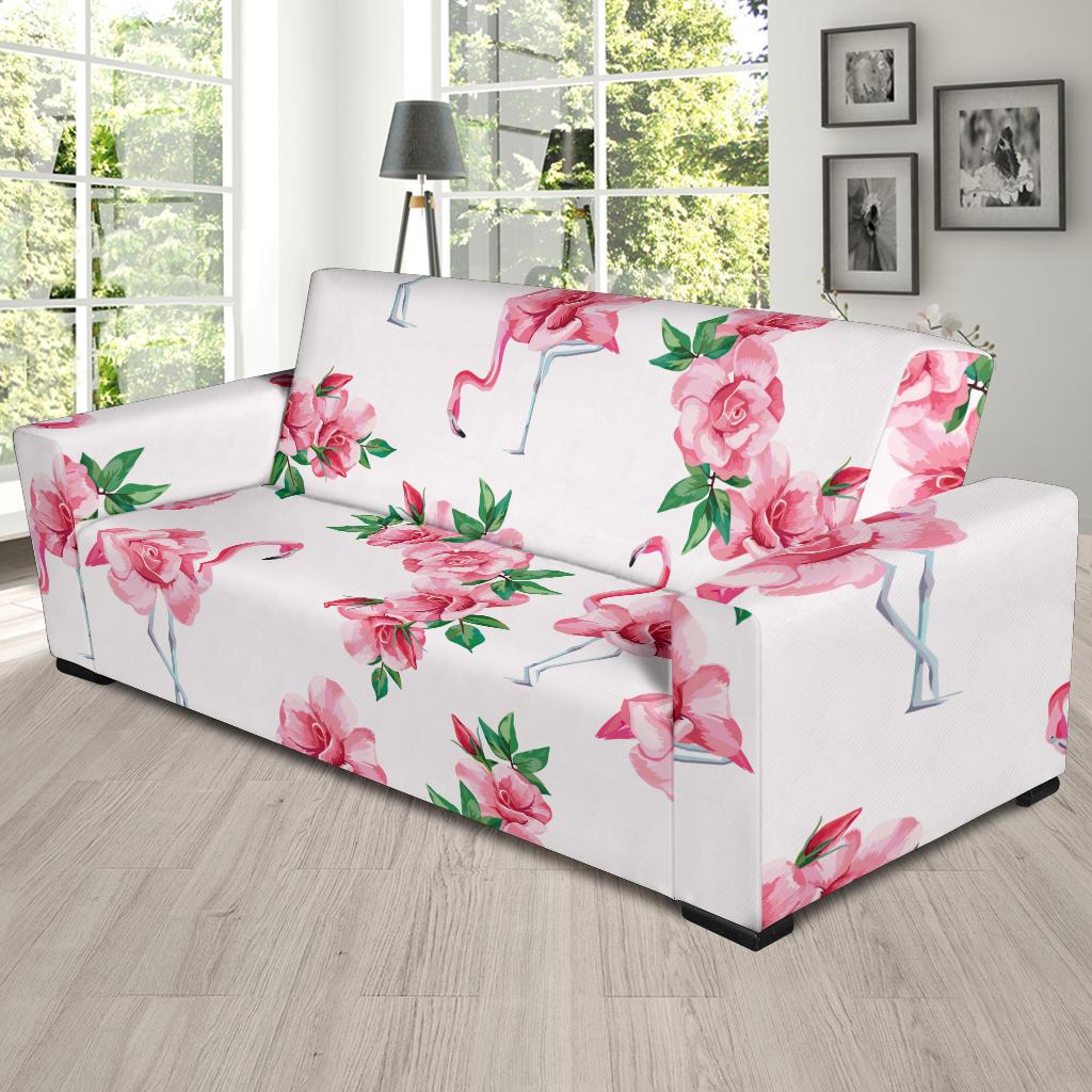 Flamingo Rose Pattern Sofa Slipcover-JORJUNE.COM