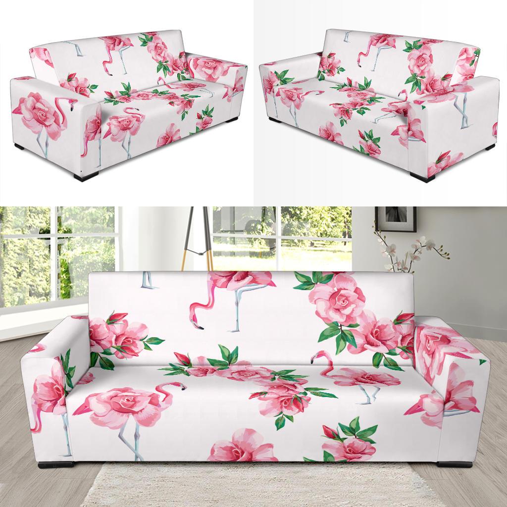 Flamingo Rose Pattern Sofa Slipcover-JORJUNE.COM