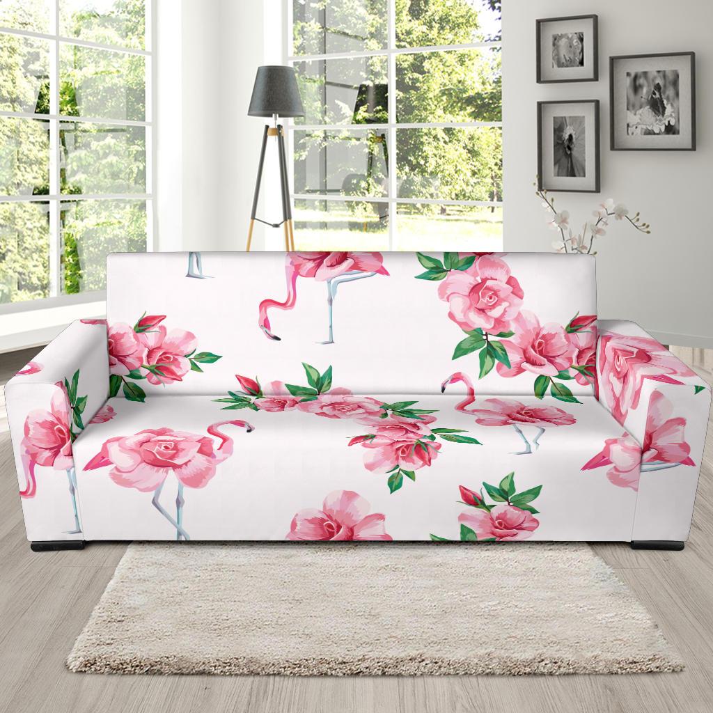 Flamingo Rose Pattern Sofa Slipcover-JORJUNE.COM