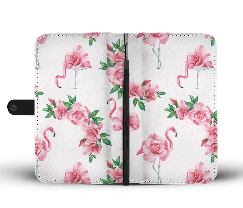 Flamingo Rose Pattern Wallet Phone Case