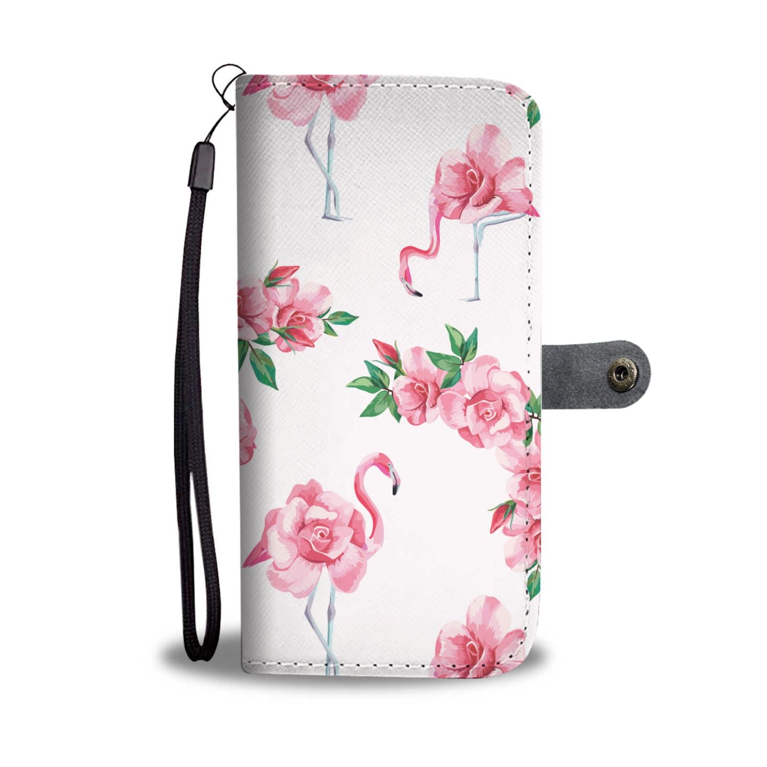 Flamingo Rose Pattern Wallet Phone Case