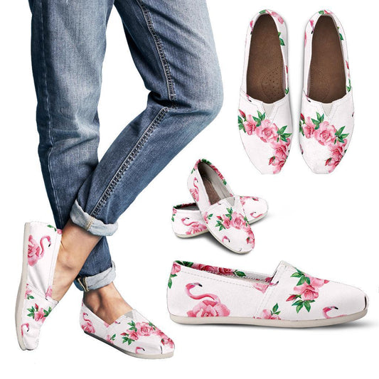 Flamingo Rose Pattern Women Casual Shoes-JorJune.com
