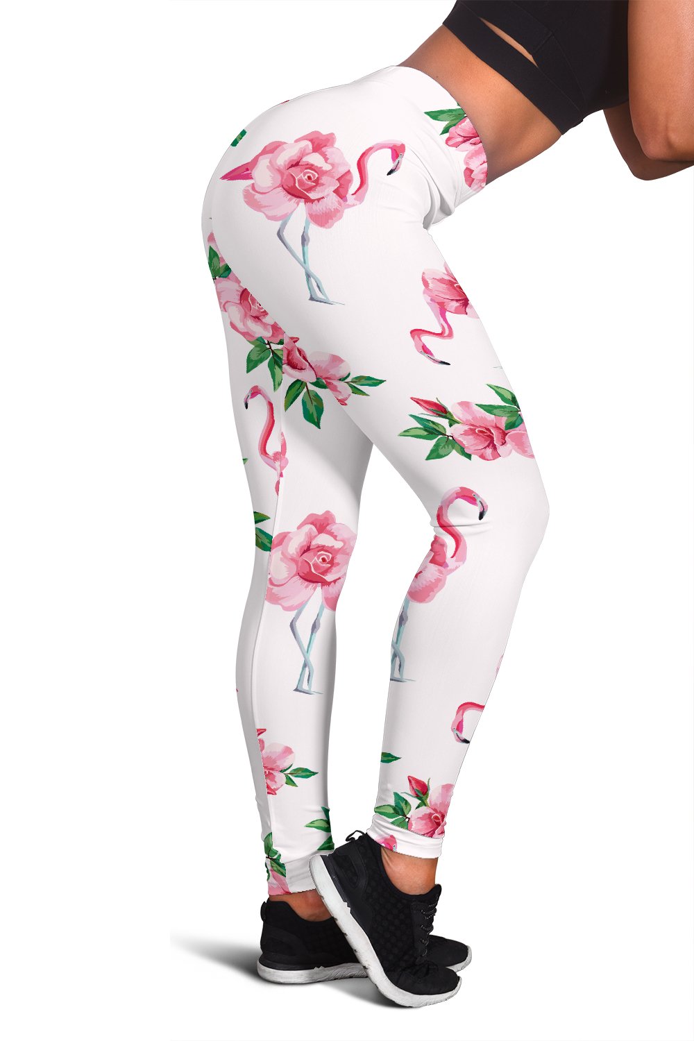 Flamingo Rose Pattern Women Leggings - JorJune