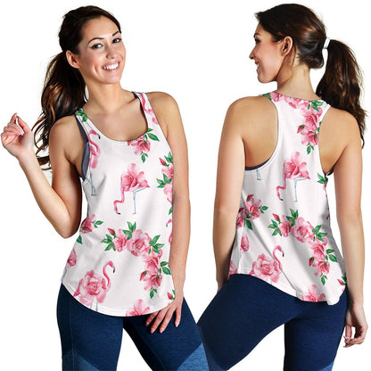 Flamingo Rose Pattern Women Racerback Tank Top