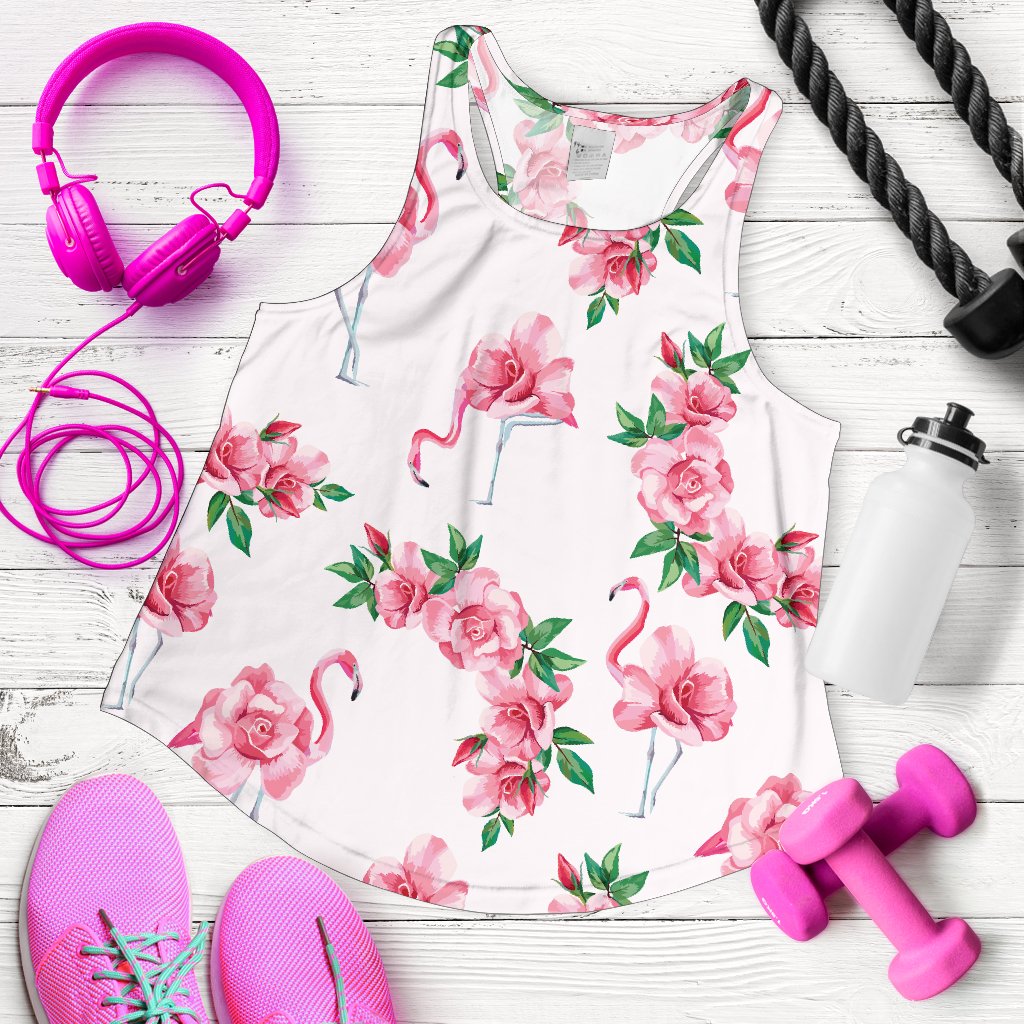 Flamingo Rose Pattern Women Racerback Tank Top