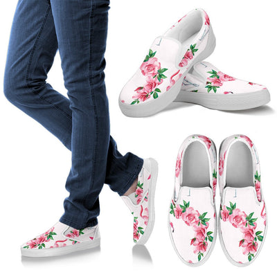 Flamingo Rose Pattern Women Slip On Shoes