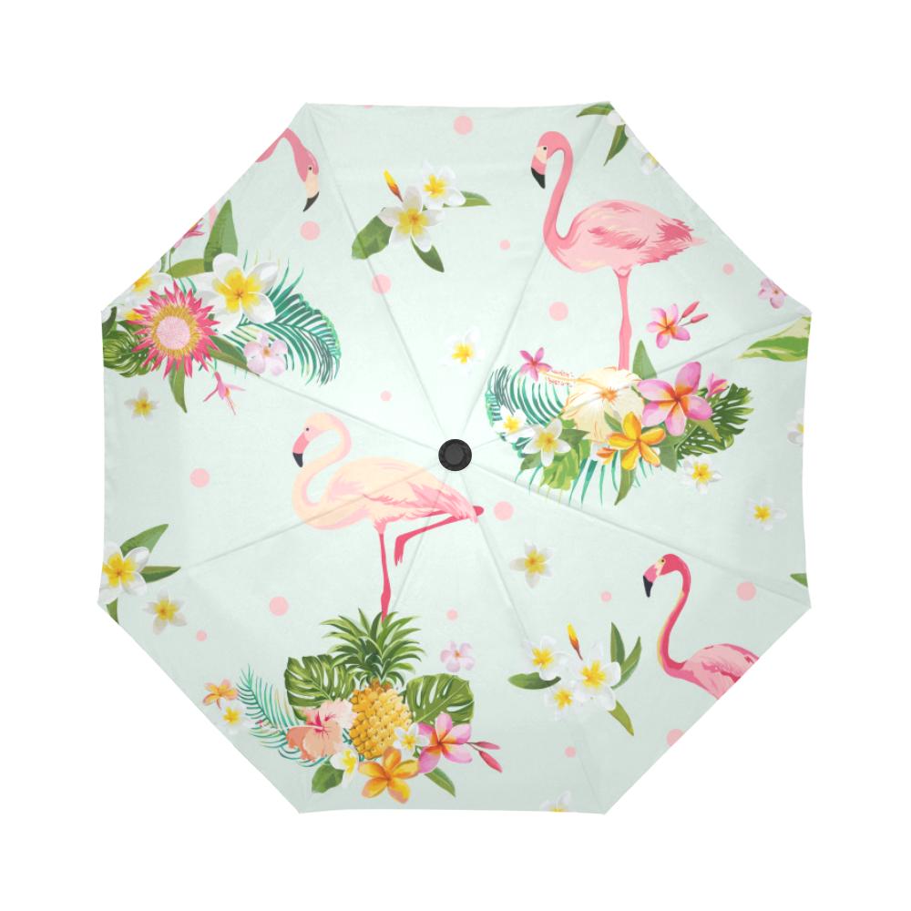 Flamingo Sweet Pattern Automatic Foldable Umbrella
