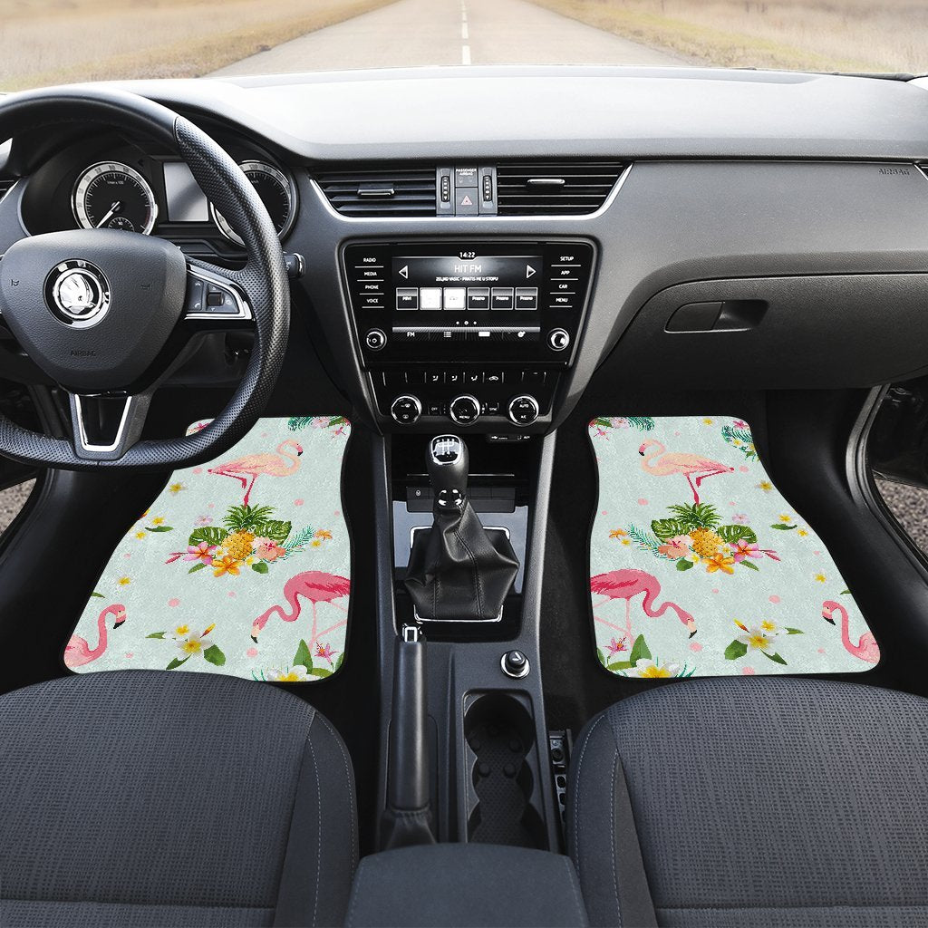 Flamingo Tropical Flower Pattern Car Floor Mats