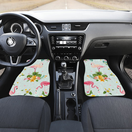 Flamingo Tropical Flower Pattern Car Floor Mats