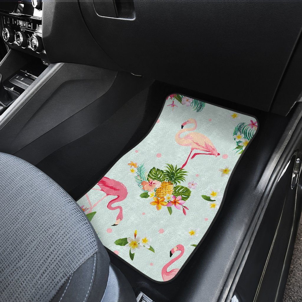 Flamingo Tropical Flower Pattern Car Floor Mats