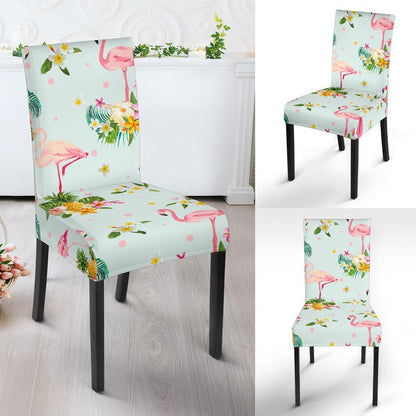 Flamingo Sweet Pattern Dining Chair Slipcover-JORJUNE.COM