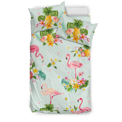 Flamingo Tropical Flower Pattern Duvet Cover Bedding Set
