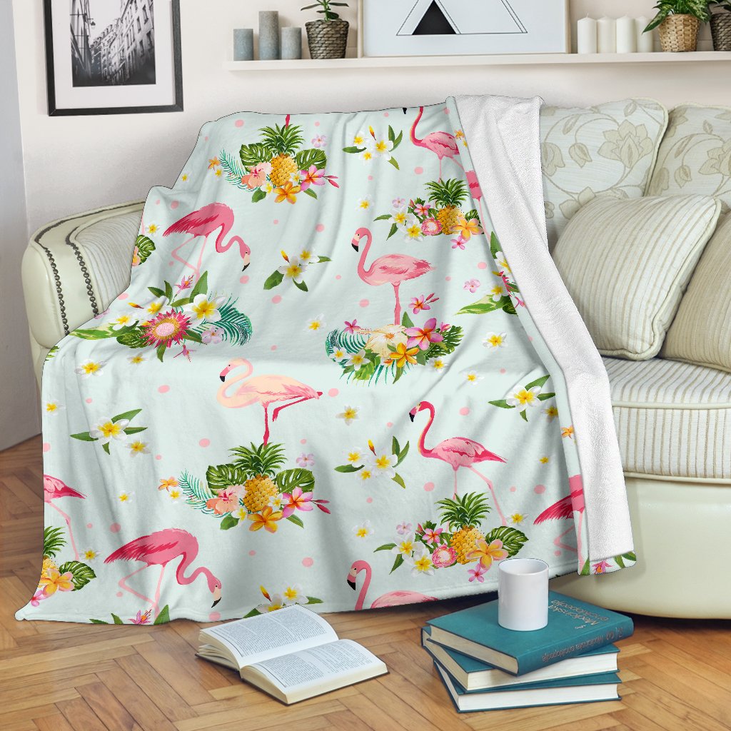 Flamingo Sweet Pattern Fleece Blanket