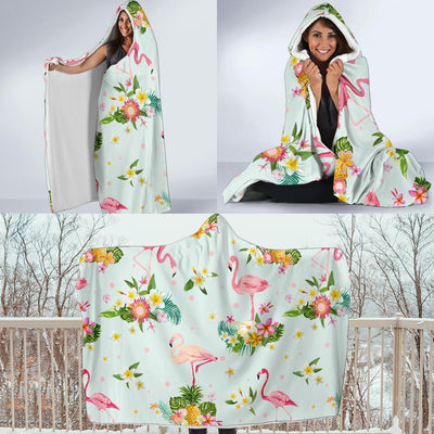 Flamingo Sweet Pattern Hooded Blanket-JORJUNE.COM