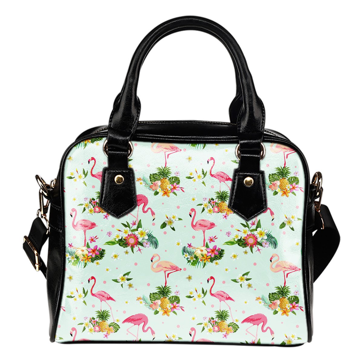 Flamingo Sweet Pattern Leather Shoulder Handbag