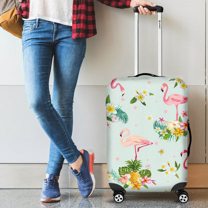 Flamingo Tropical Flower Pattern Luggage Cover Protector