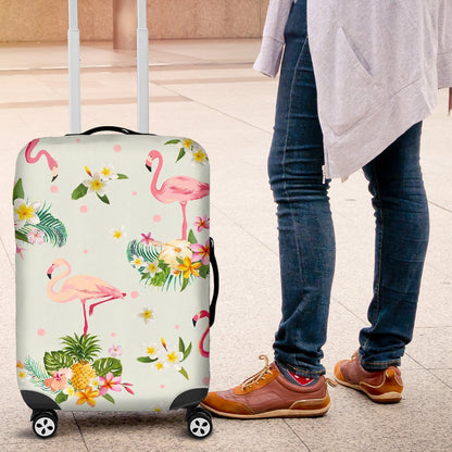 Flamingo Tropical Flower Pattern Luggage Cover Protector