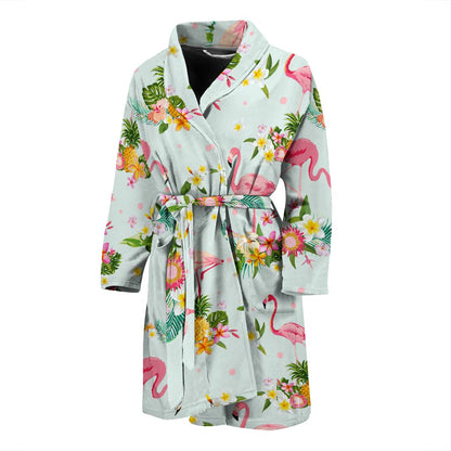 Flamingo Sweet Pattern Men Bath Robe