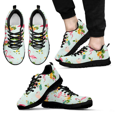 Flamingo Tropical Flower Pattern Men Sneakers