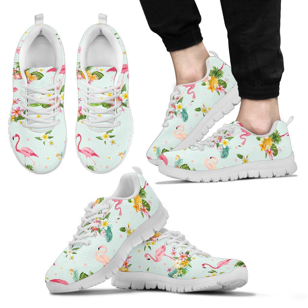 Flamingo Tropical Flower Pattern Men Sneakers