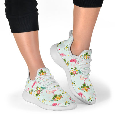 Flamingo Sweet Pattern Mesh Knit Sneakers Shoes