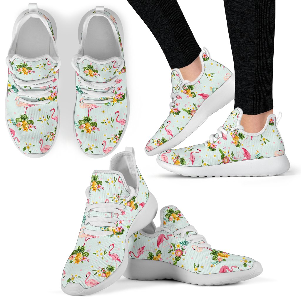 Flamingo Sweet Pattern Mesh Knit Sneakers Shoes