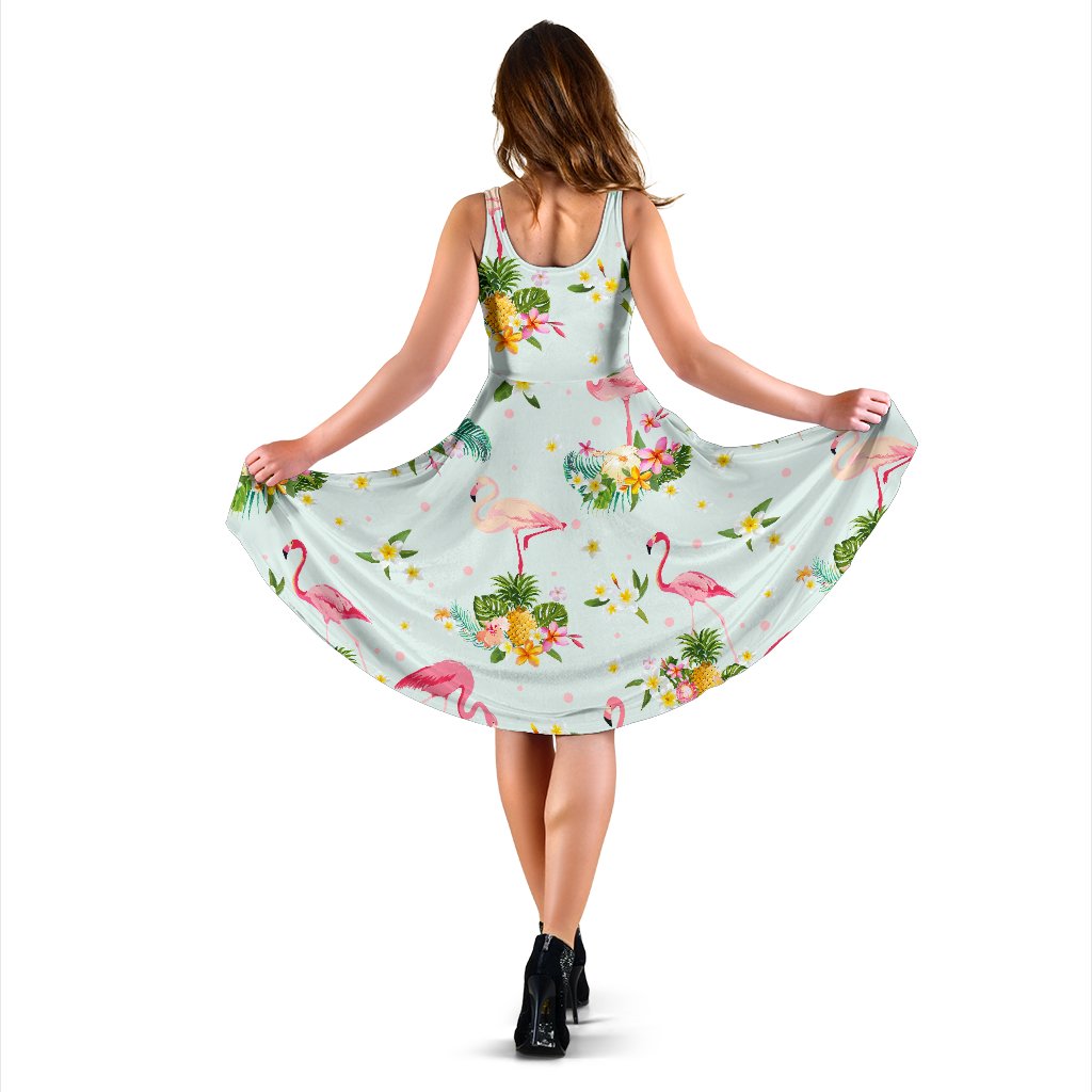 Flamingo Sweet Pattern Sleeveless Mini Dress