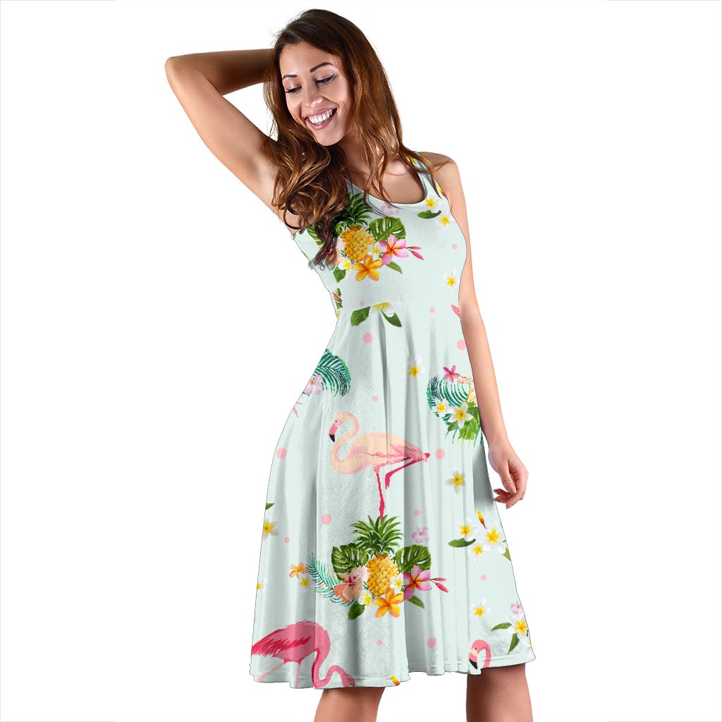 Flamingo Sweet Pattern Sleeveless Mini Dress