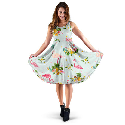 Flamingo Sweet Pattern Sleeveless Mini Dress