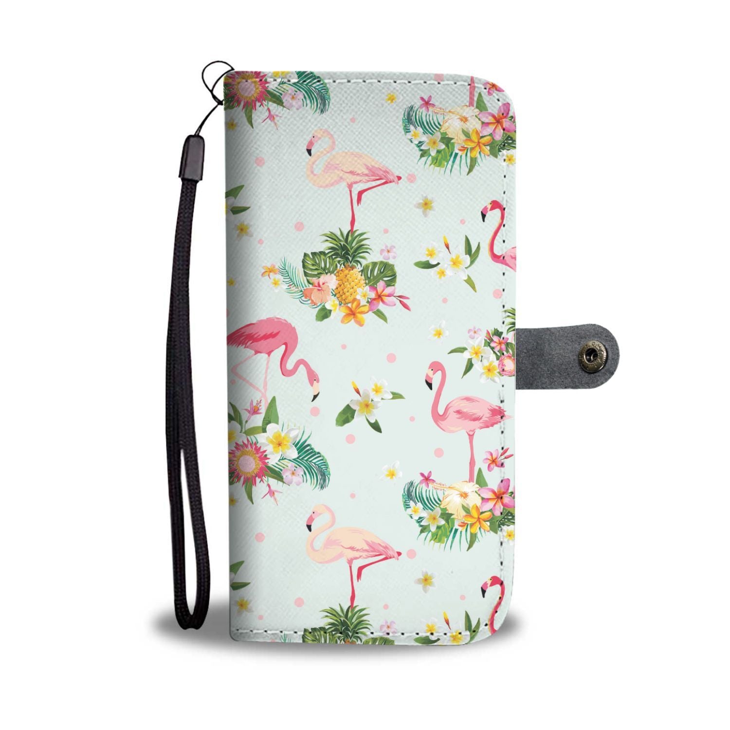 Flamingo Tropical Flower Pattern Wallet Phone Case