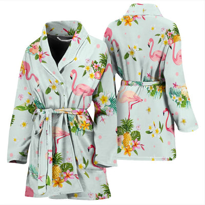 Flamingo Sweet Pattern Women Bath Robe