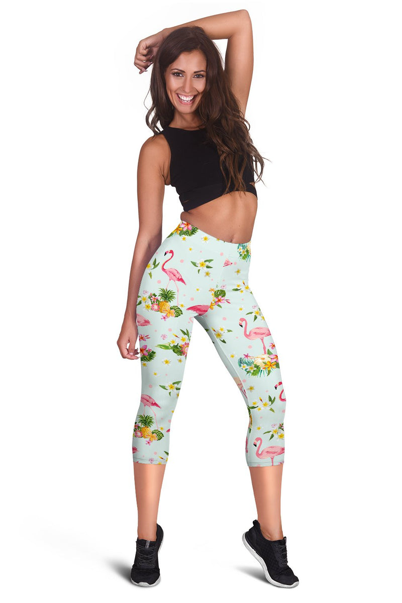 Flamingo Sweet Pattern Women Capris