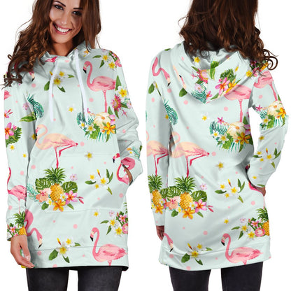 Flamingo Sweet Pattern Women Hoodie Dress