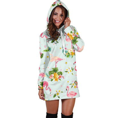 Flamingo Sweet Pattern Women Hoodie Dress