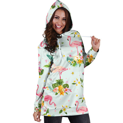 Flamingo Sweet Pattern Women Hoodie Dress