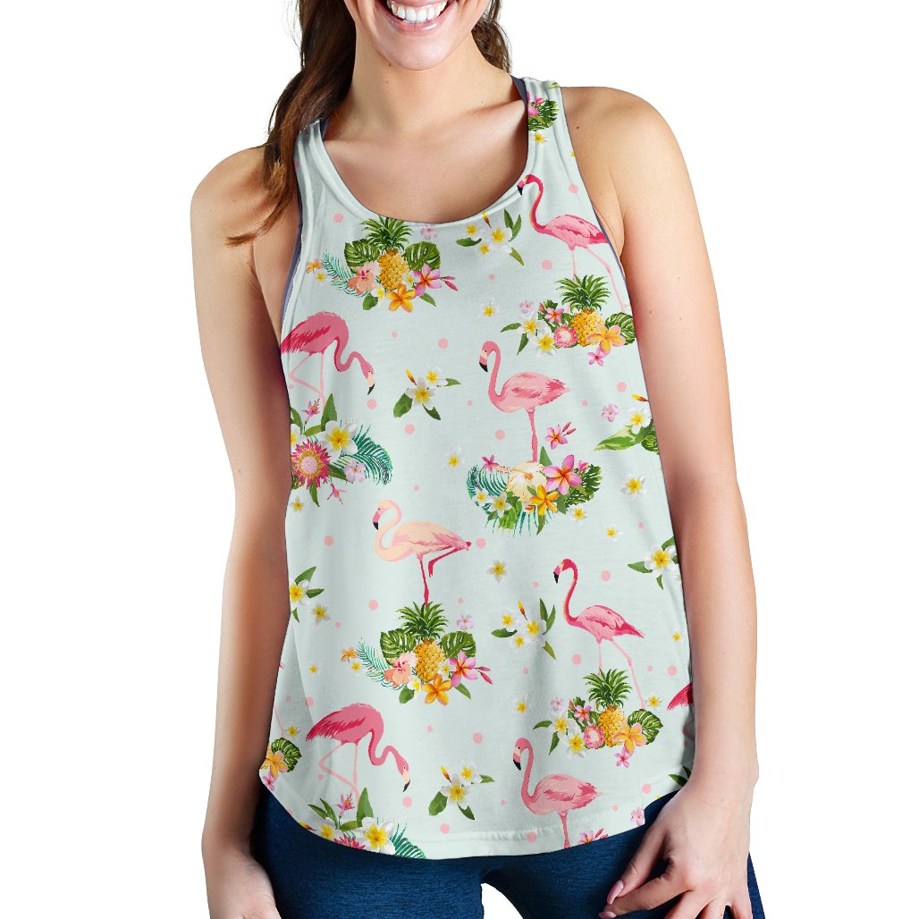 Flamingo Sweet Pattern Women Racerback Tank Top