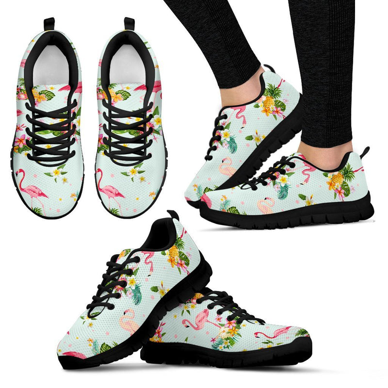 Flamingo Tropical Flower Pattern Women Sneakers