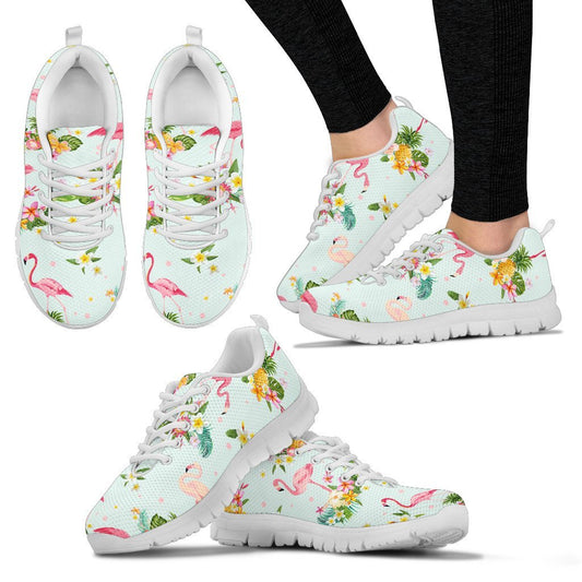 Flamingo Tropical Flower Pattern Women Sneakers