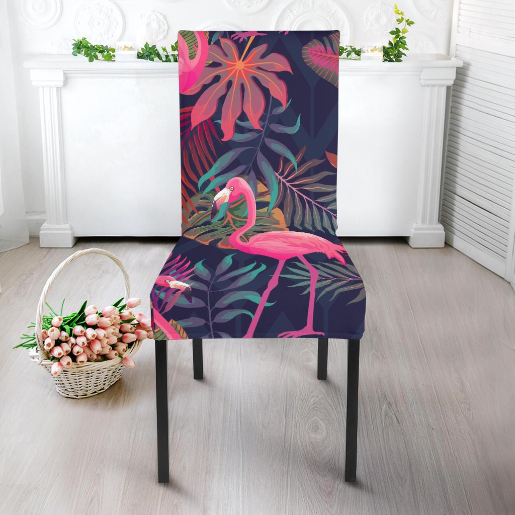 Flamingo Tropical Pattern Dining Chair Slipcover-JORJUNE.COM