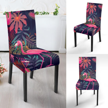 Flamingo Tropical Pattern Dining Chair Slipcover-JORJUNE.COM