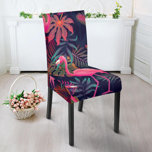 Flamingo Tropical Pattern Dining Chair Slipcover-JORJUNE.COM