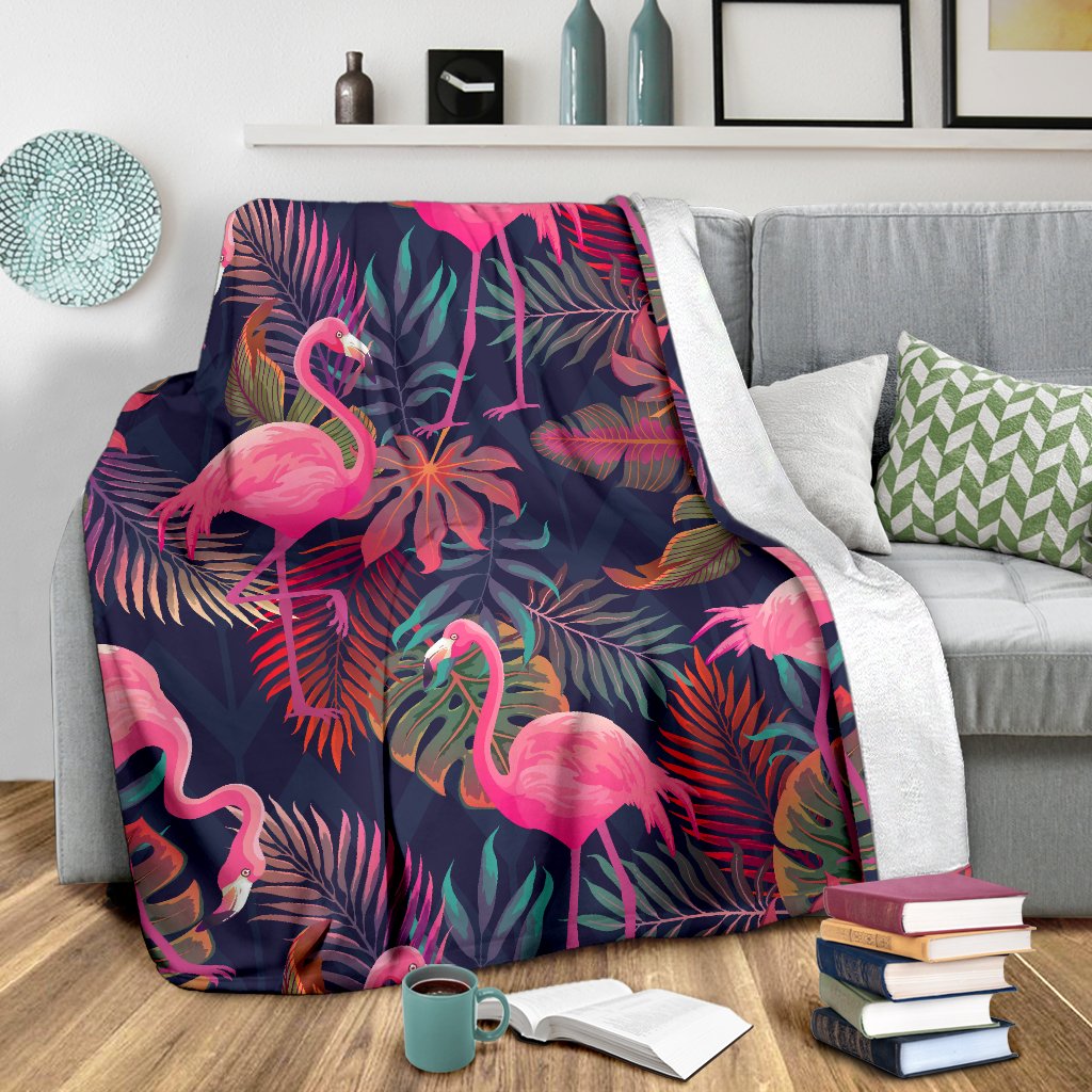 Flamingo Tropical Pattern Fleece Blanket