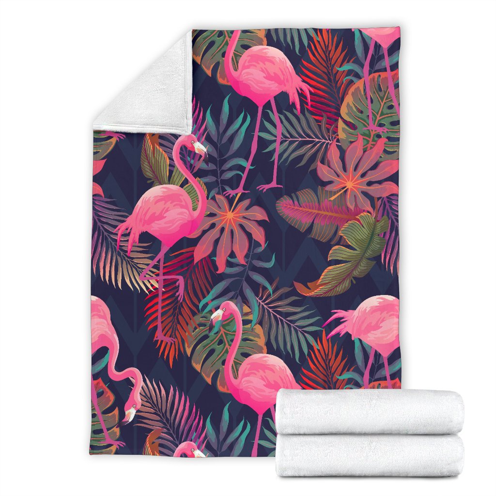 Flamingo Tropical Pattern Fleece Blanket