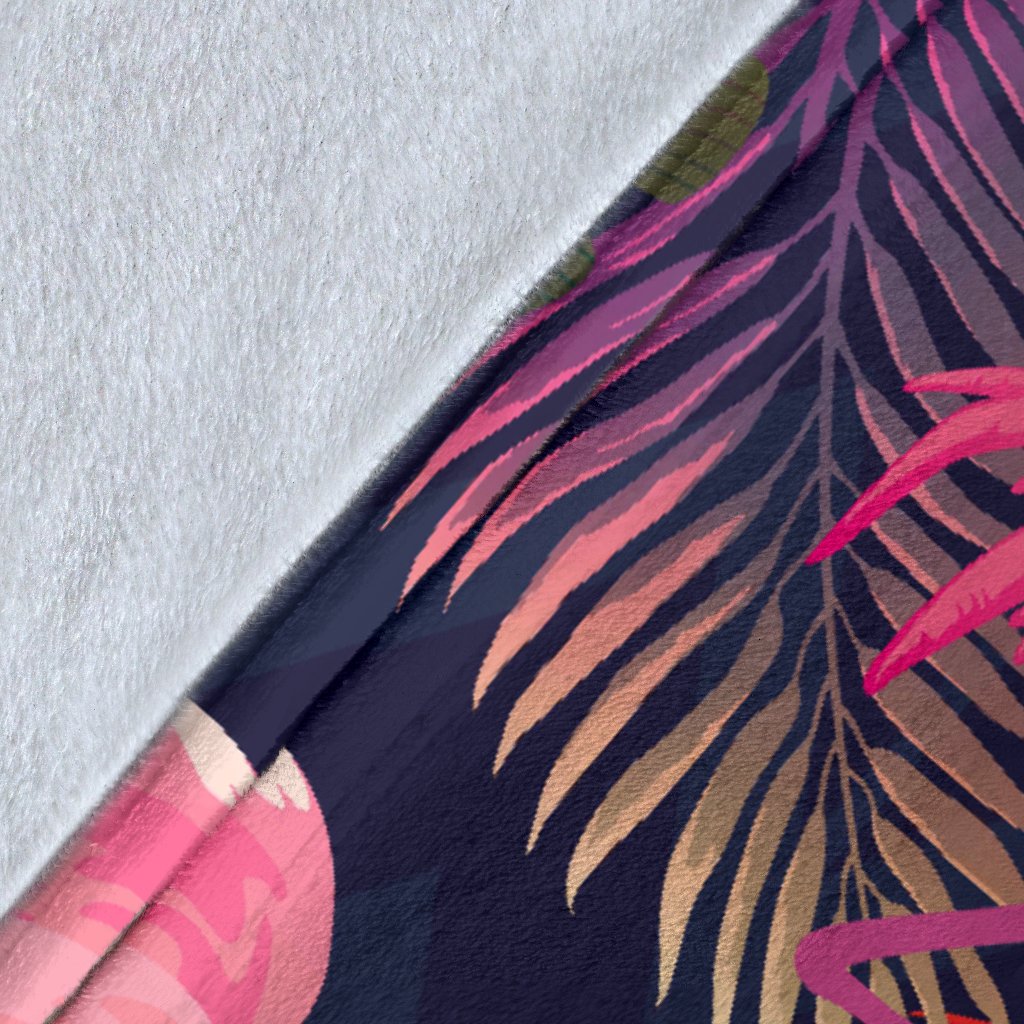 Flamingo Tropical Pattern Fleece Blanket